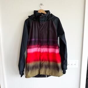 Volcom Leda Gore-Tex Colorblock Zip Up Hooded Winter Jacket Black Red L